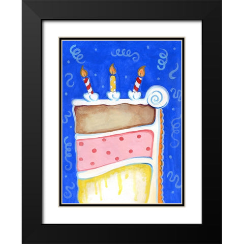 Birthday Cake Blue Black Modern Wood Framed Art Print with Double Matting by Wade, Valarie