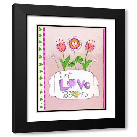 Let Love Bloom Black Modern Wood Framed Art Print with Double Matting by Wade, Valarie