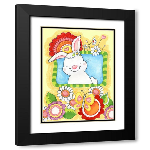 Spring Bunny Black Modern Wood Framed Art Print with Double Matting by Wade, Valarie