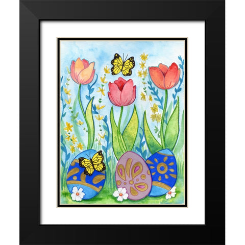 Egg Hunt Black Modern Wood Framed Art Print with Double Matting by Wade, Valarie