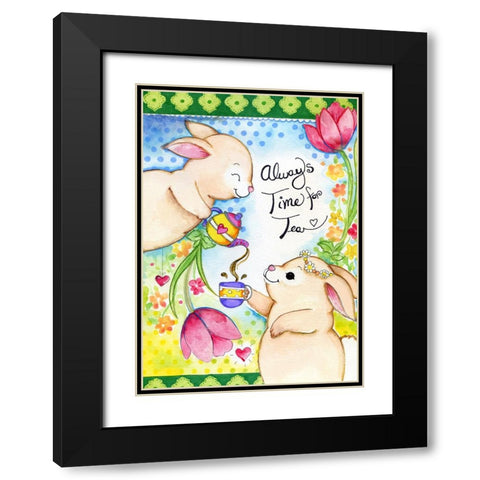 Time for Tea Black Modern Wood Framed Art Print with Double Matting by Wade, Valarie