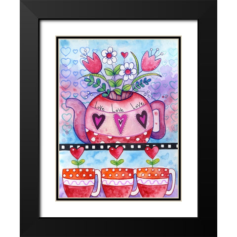Love You Tea Black Modern Wood Framed Art Print with Double Matting by Wade, Valarie