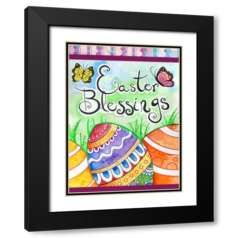 Easter Eggs Black Modern Wood Framed Art Print with Double Matting by Wade, Valarie
