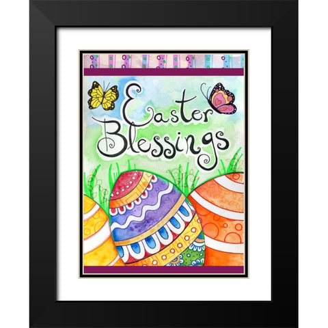 Easter Eggs Black Modern Wood Framed Art Print with Double Matting by Wade, Valarie