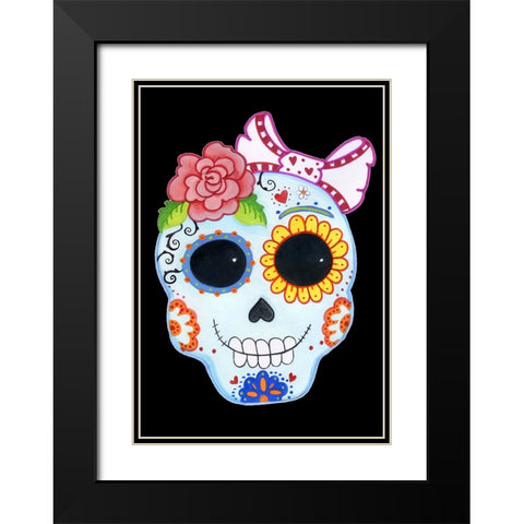 Sugar Skull Black Modern Wood Framed Art Print with Double Matting by Wade, Valarie