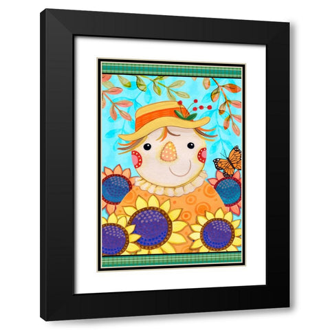 Happy Scarecrow Black Modern Wood Framed Art Print with Double Matting by Wade, Valarie