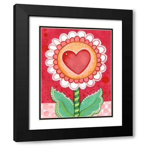 Love Flower Black Modern Wood Framed Art Print with Double Matting by Wade, Valarie
