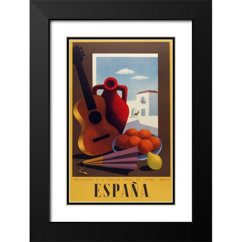 Espana Black Modern Wood Framed Art Print with Double Matting by Vintage Apple Collection