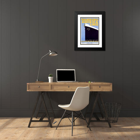 Hamburg Amerika Linie Black Modern Wood Framed Art Print with Double Matting by Vintage Apple Collection