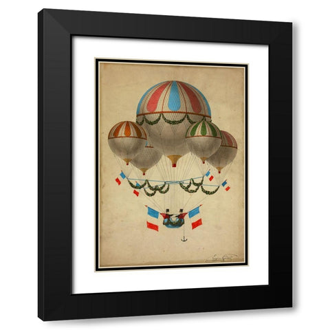 Hot Air Balloon 17 Black Modern Wood Framed Art Print with Double Matting by Vintage Apple Collection