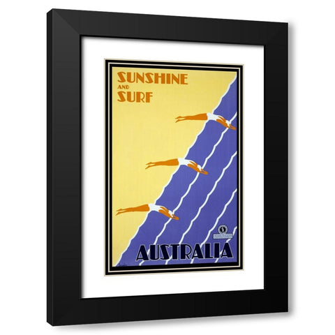 Sunshine and Surf Australia Black Modern Wood Framed Art Print with Double Matting by Vintage Apple Collection