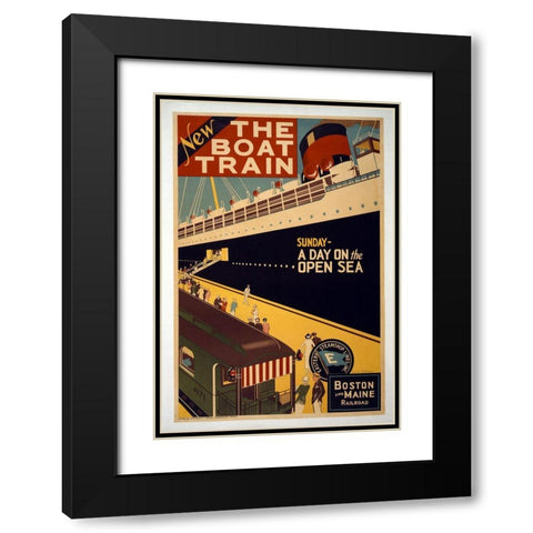 The Boat Train Black Modern Wood Framed Art Print with Double Matting by Vintage Apple Collection