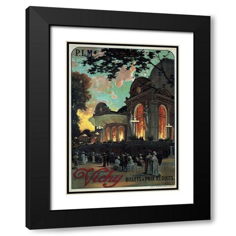 Vichy France Black Modern Wood Framed Art Print with Double Matting by Vintage Apple Collection