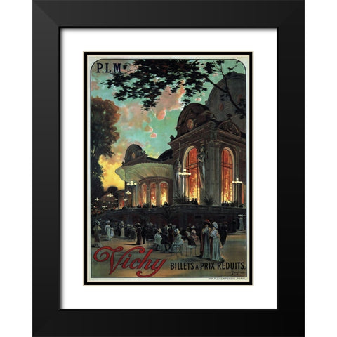 Vichy France Black Modern Wood Framed Art Print with Double Matting by Vintage Apple Collection