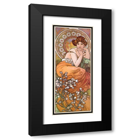 Mucha Topaz Black Modern Wood Framed Art Print with Double Matting by Vintage Apple Collection