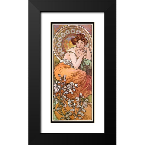 Mucha Topaz Black Modern Wood Framed Art Print with Double Matting by Vintage Apple Collection