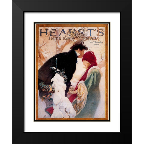 Mucha Hearst Black Modern Wood Framed Art Print with Double Matting by Vintage Apple Collection