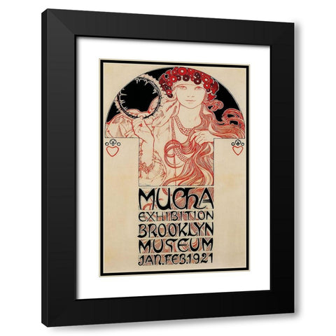 Mucha Brooklyn Exhibition Black Modern Wood Framed Art Print with Double Matting by Vintage Apple Collection