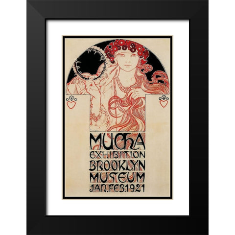 Mucha Brooklyn Exhibition Black Modern Wood Framed Art Print with Double Matting by Vintage Apple Collection