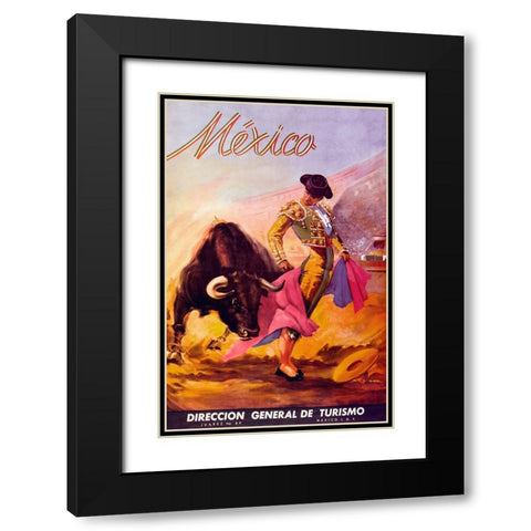 Turismo Mexico I Black Modern Wood Framed Art Print with Double Matting by Vintage Apple Collection
