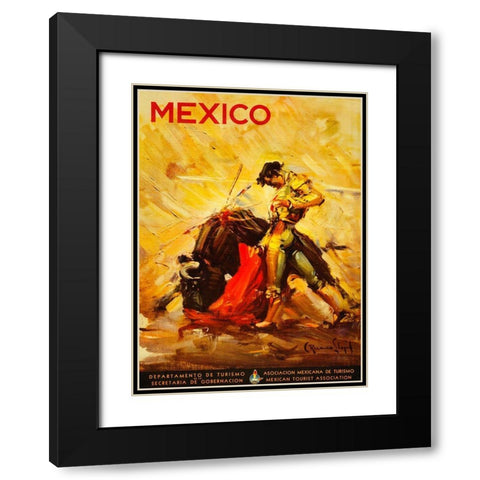 Turismo Mexico II Black Modern Wood Framed Art Print with Double Matting by Vintage Apple Collection