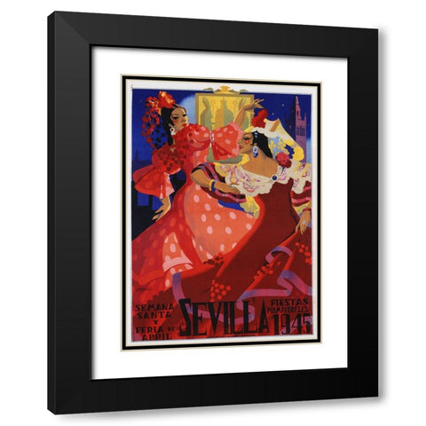 Sevilla  Black Modern Wood Framed Art Print with Double Matting by Vintage Apple Collection