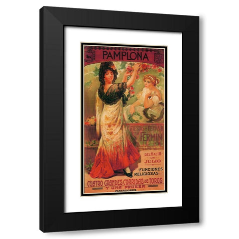 Pamplona I Black Modern Wood Framed Art Print with Double Matting by Vintage Apple Collection