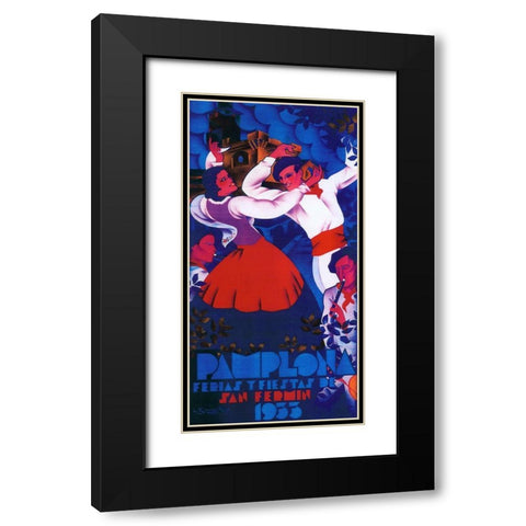 Pamplona II Black Modern Wood Framed Art Print with Double Matting by Vintage Apple Collection