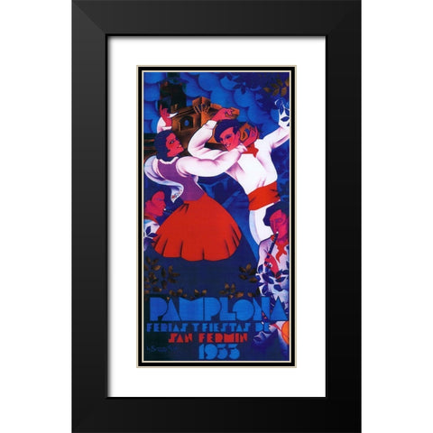Pamplona II Black Modern Wood Framed Art Print with Double Matting by Vintage Apple Collection