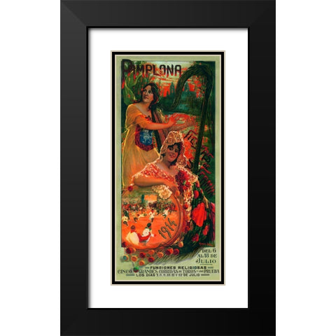 Pamplona IV Black Modern Wood Framed Art Print with Double Matting by Vintage Apple Collection