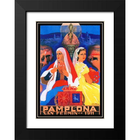 Pamplona XII Black Modern Wood Framed Art Print with Double Matting by Vintage Apple Collection