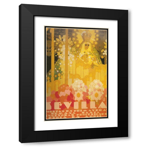 Sevilla Amarillo Black Modern Wood Framed Art Print with Double Matting by Vintage Apple Collection