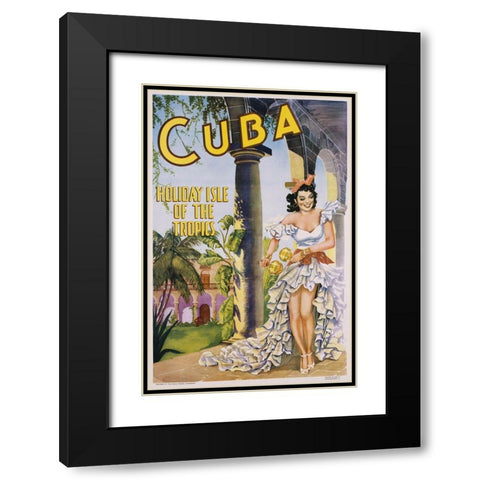 Cuba Black Modern Wood Framed Art Print with Double Matting by Vintage Apple Collection