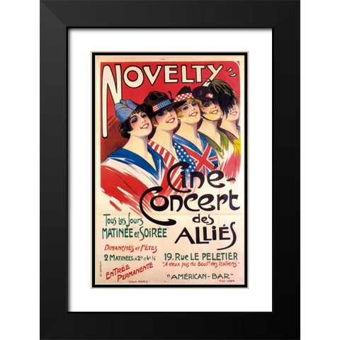 allies concert Black Modern Wood Framed Art Print with Double Matting by Vintage Apple Collection