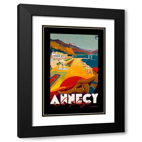 Annecy Black Modern Wood Framed Art Print with Double Matting by Vintage Apple Collection