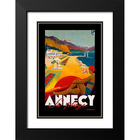 Annecy Black Modern Wood Framed Art Print with Double Matting by Vintage Apple Collection