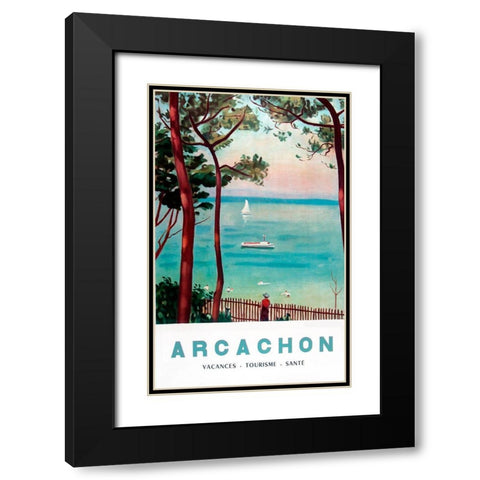 Arachon France Black Modern Wood Framed Art Print with Double Matting by Vintage Apple Collection