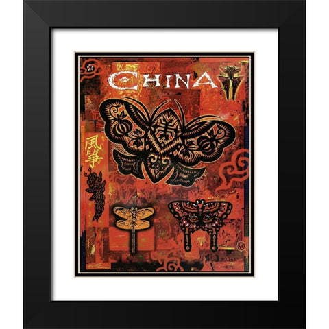 China travel poster Black Modern Wood Framed Art Print with Double Matting by Vintage Apple Collection