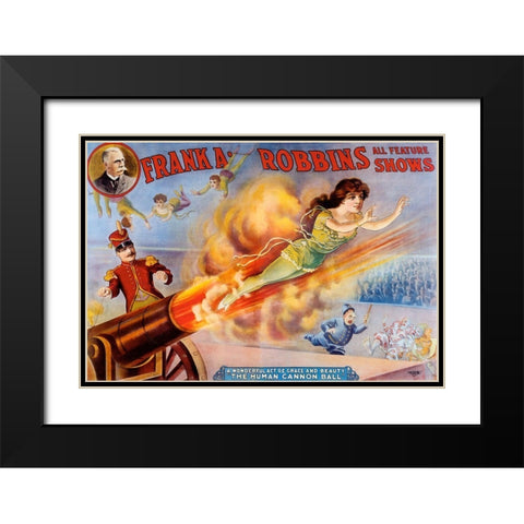 Frank Robbins Circus Black Modern Wood Framed Art Print with Double Matting by Vintage Apple Collection