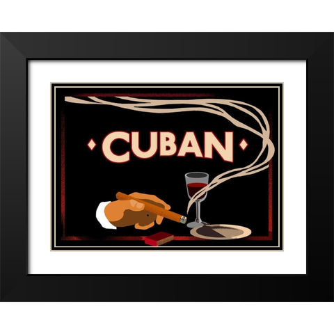 cuban Black Modern Wood Framed Art Print with Double Matting by Vintage Apple Collection