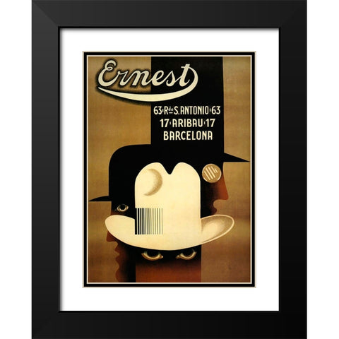 ernest Black Modern Wood Framed Art Print with Double Matting by Vintage Apple Collection