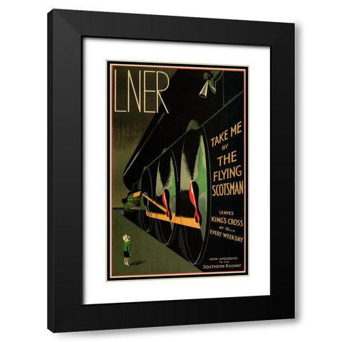 flying scotsman Black Modern Wood Framed Art Print with Double Matting by Vintage Apple Collection