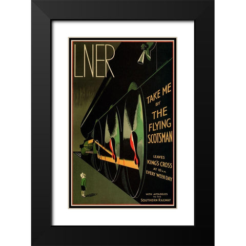 flying scotsman Black Modern Wood Framed Art Print with Double Matting by Vintage Apple Collection