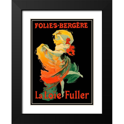 Folies Bergere Black Modern Wood Framed Art Print with Double Matting by Vintage Apple Collection
