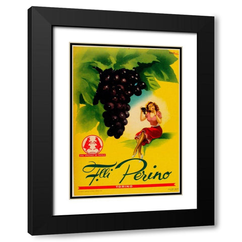 Gianrosa 1955 - Grapes Black Modern Wood Framed Art Print with Double Matting by Vintage Apple Collection