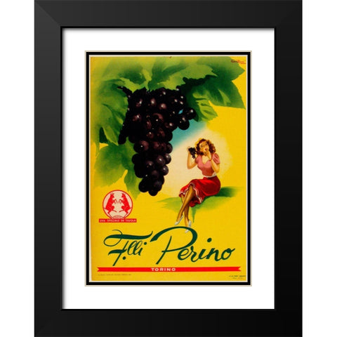 Gianrosa 1955 - Grapes Black Modern Wood Framed Art Print with Double Matting by Vintage Apple Collection