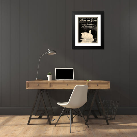 Swan Cremes Black Modern Wood Framed Art Print with Double Matting by Vintage Apple Collection
