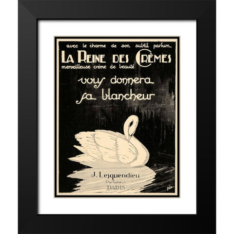 Swan Cremes Black Modern Wood Framed Art Print with Double Matting by Vintage Apple Collection