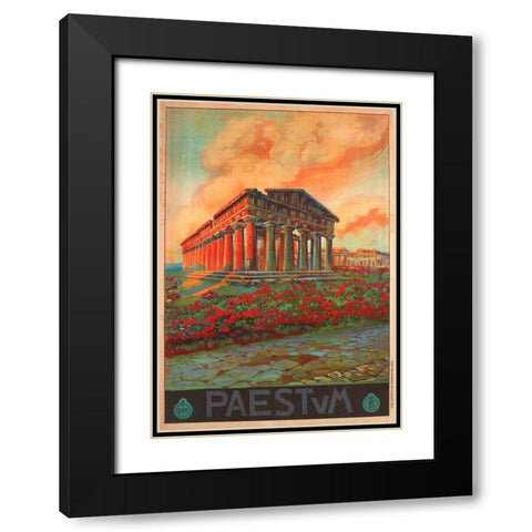 Italy Paestum Black Modern Wood Framed Art Print with Double Matting by Vintage Apple Collection