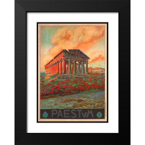Italy Paestum Black Modern Wood Framed Art Print with Double Matting by Vintage Apple Collection